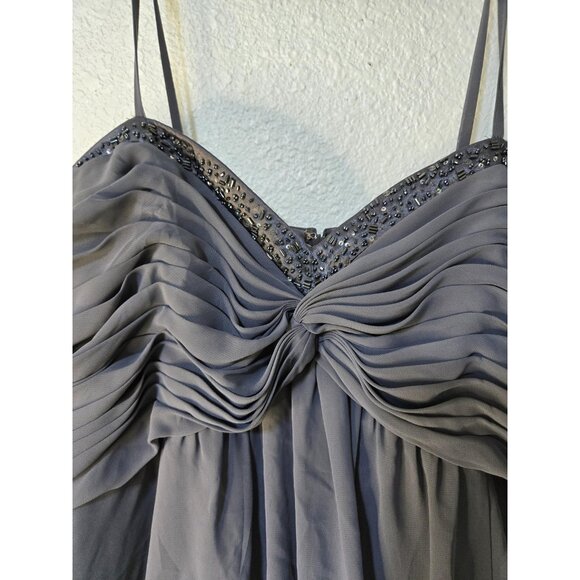 David's Bridal Dress Womens 18 Gray Beaded Empire Waist Chiffon Prom Gown Formal - Picture 4 of 9